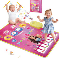 Piano Mat Toddler Baby Girl Toys, 3-In-1 Piano Drum Kids Musical Play Mat Infant