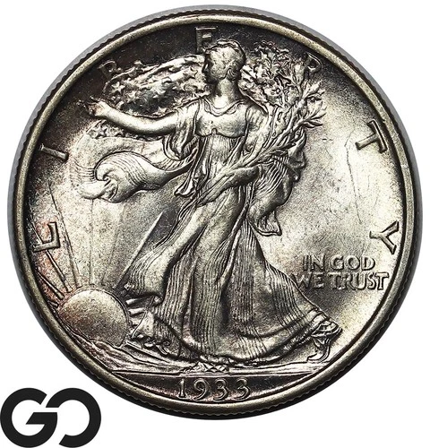1933-S Walking Liberty Half Dollar, RARE This Nice, Brilliant Unc++ Key Date
