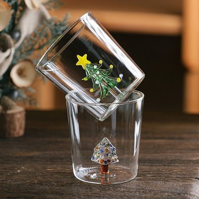 Christmas Tree Glass Cup Decorative Wine Glasses Holiday Gift Drinking Glass Cup