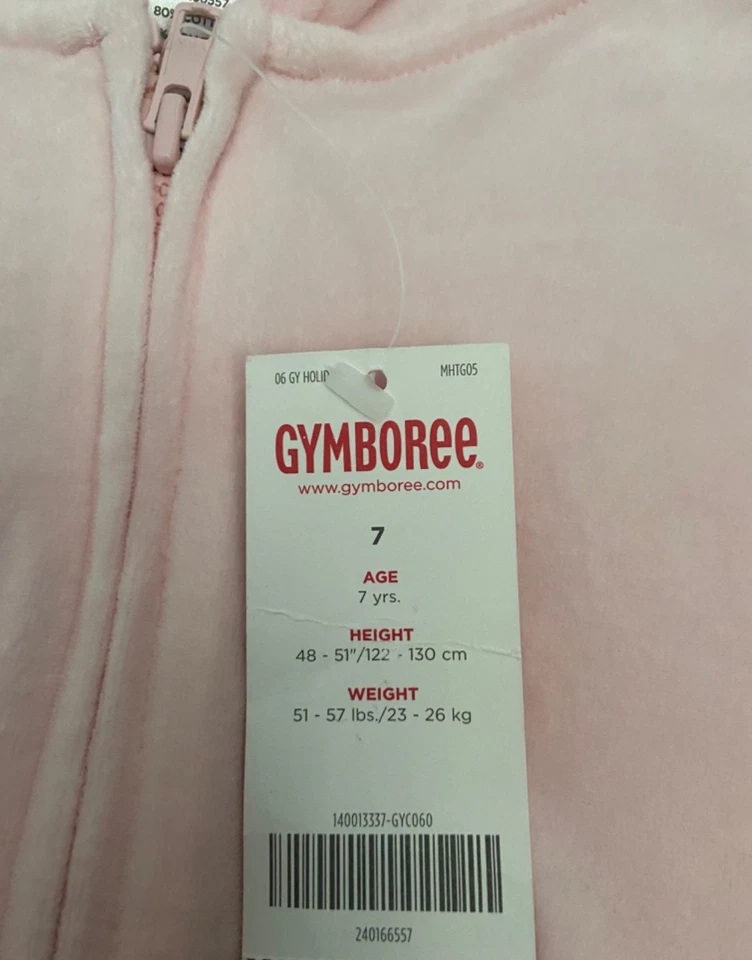 Chaqueta con Capucha Rosa Bordada Terciopelo Vintage Niñas Gymboree Talla 7 Nueva con Etiquetas Foto 2 de 2