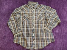 Vintage, 1970s, Western Wear, Button Front, Long Sleeve Shirt, Plaid, Size XL