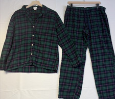 J. Crew Cotton Poplin Long-Sleeve Pajama Set in Stewart Tartan Long Sleeve Sz. L