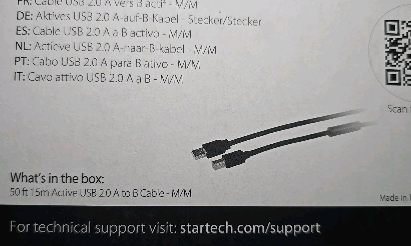 Cable USB 2.0 Activo de A a B de 15 m / 50 ft StarTech, macho/macho, USB2HAB50AC, *NUEVO En Caja*, imagen 9