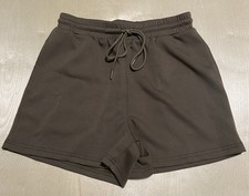 Women  s Size Small Casual Drawstring Pocketed Lounge Shorts in Olive Green