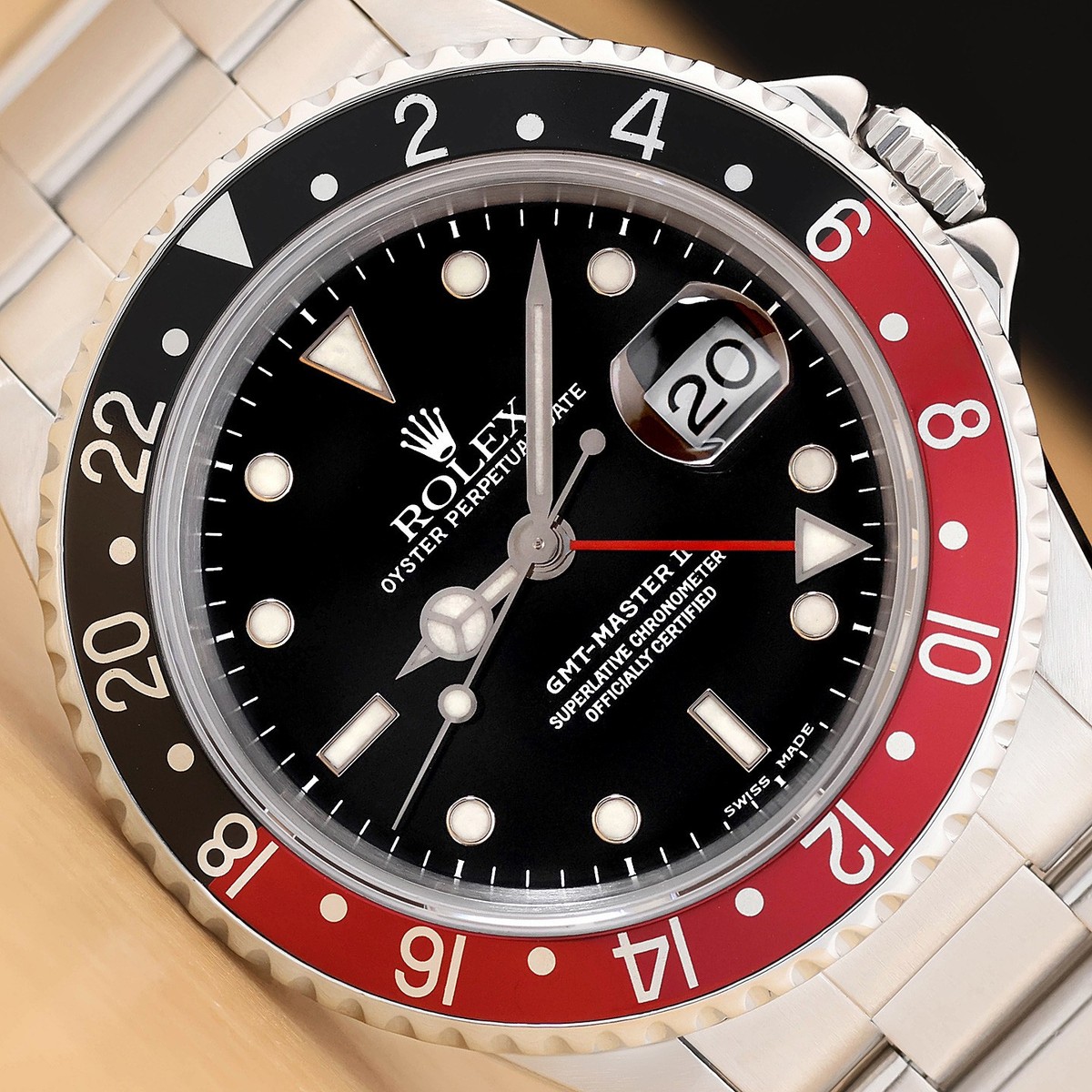 2000 PAPER ROLEX GMT MASTER II 40MM 16710 BLACK RED COKE STEEL