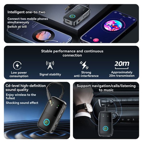 Bluetooth 5.4 Receiver Transmitter 3.5mm AUX Audio Receiver RGB Audio6779 - Afbeelding 8 van 9