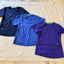 Carhartt Force Cross-Flex Scrub Top Lot 3 Womens S Navy Royal Purple EUC Medical