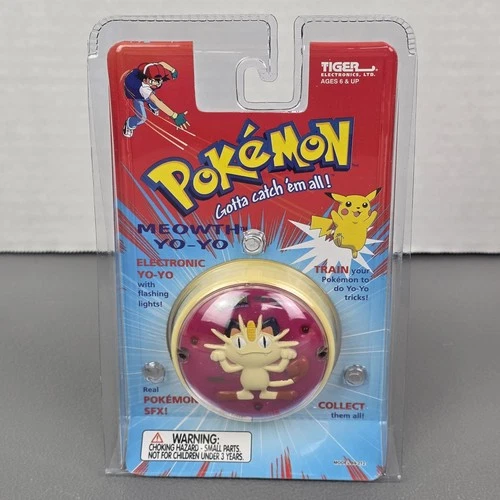 1998 Pokémon Meowth Electronic Yo-Yo Flashing Lights SEALED Tiger Toy Vintage