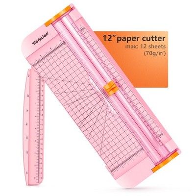 WORKLION Straight Paper Cutter For crafting   Pink 12 Inch Paper Trimmer W