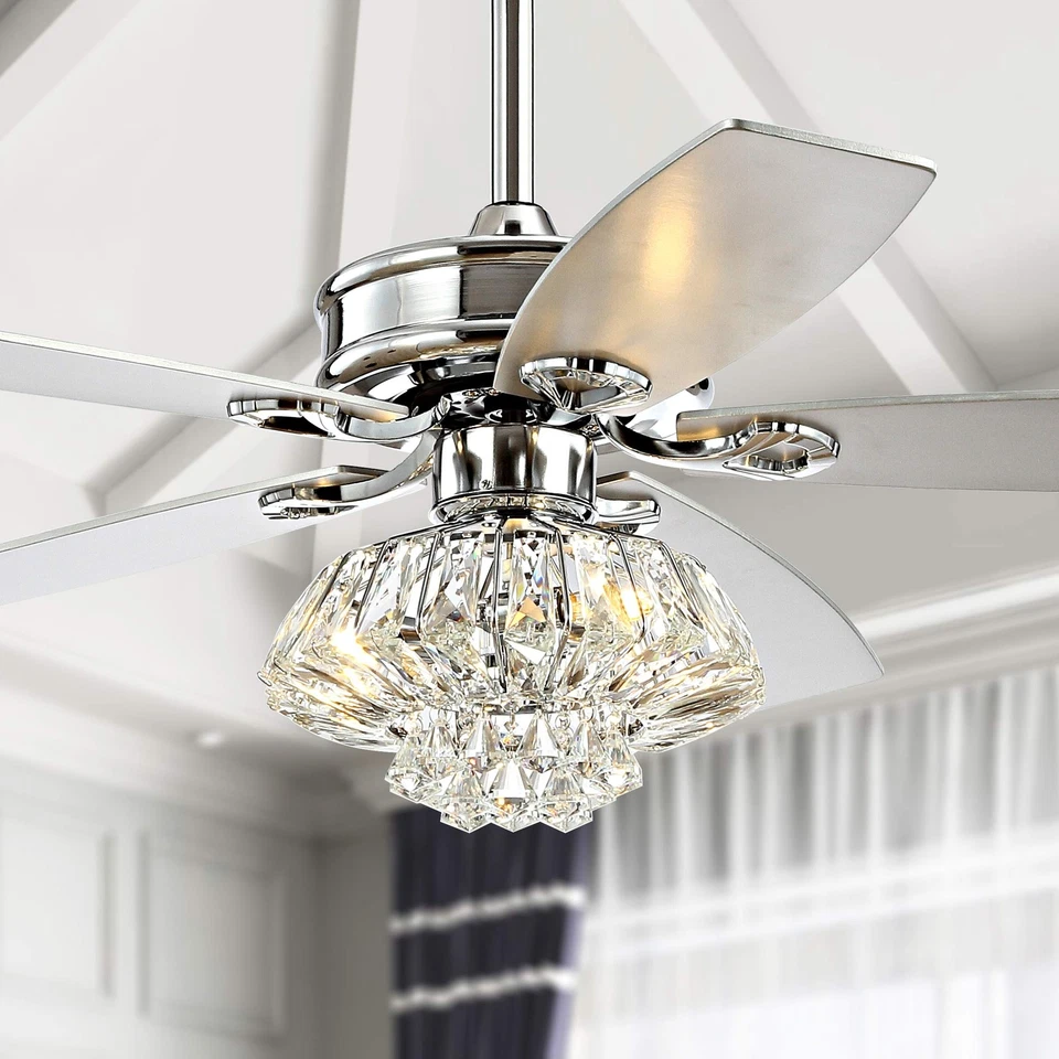 JYL9608A Kate 48" 3-Light Glam Crystal Drum LED Ceiling Fan with Remote Trans... - Image 2 of 4