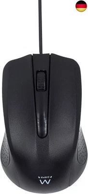 EWENT Computermaus mit Kabel USB, Kabelgebundene Optische USB-Maus mit 3 Tasten, 1000