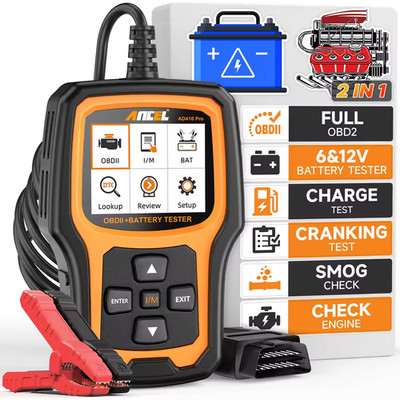 ANCEL AD410 PRO Codeleser + Batterietest Check Engine mit voller OBD2 Funktion