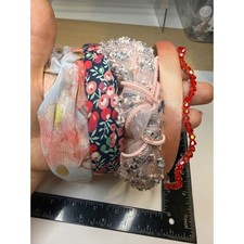 Lot of 5 Floral Satin Beaded and Lace Knot Headbands Multicolor Hair Accessories