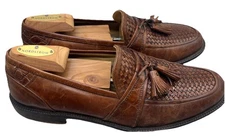 Johnston & Murphy Mens Dress Shoes-Tassel Loafers Brown Leather Size 9M. {42}.