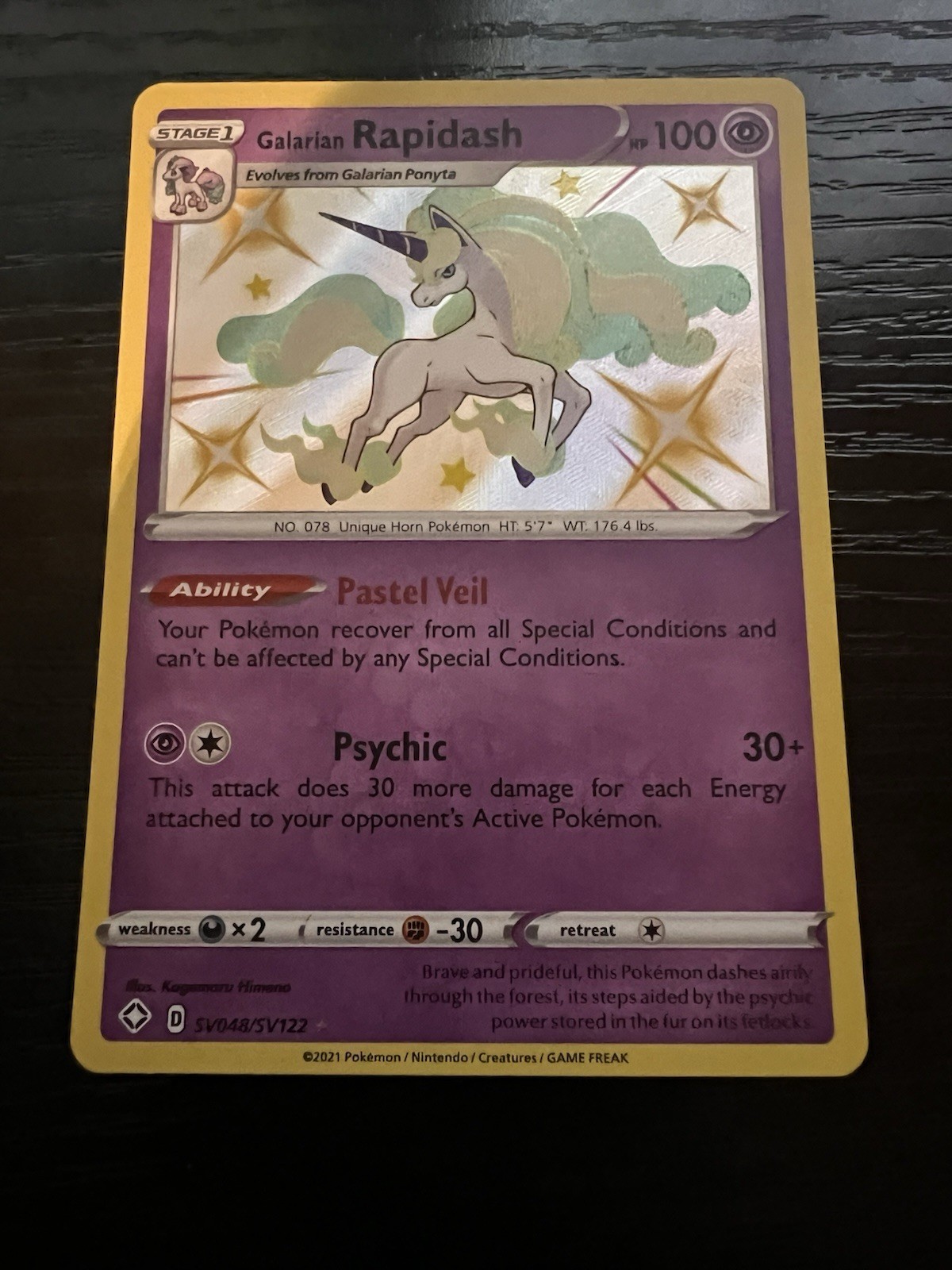 Galarian Rapidash SV048/SV122 Shining Fates: Shiny Vault Holo Pokemon TCG