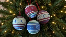 6 Handpainted Rustic Wooden Christmas Ornaments Folk Art Holiday Tree Farmhouse