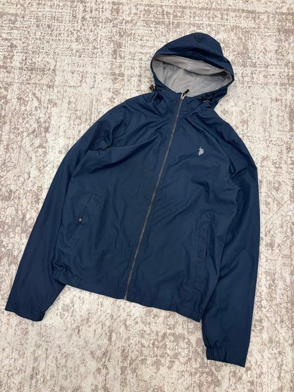 Vintage Crazy Ralph Lauren US Polo Assn Man's Blue Hooded Windbreaker EUC Medium