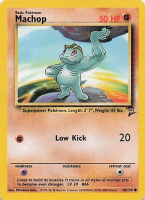Pokemon Base Set 2 Machop #078/130 Common Lightly played