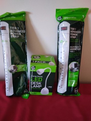 Greenlite Tier 1 Advanced Power Strips (2) Power Bar 7 Outlet AND LED Desk Lamp