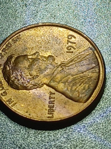 1979 LINCOLN CENT ERRORS DIE CRACK ACROSS CHEEK AND EAR THICK DATE - Picture 4 of 9