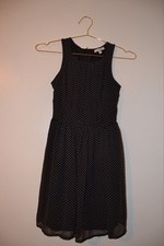 dELiA*s Black White Polka Dot Sleeveless A-Line Knee Dress Scoop Neck Size 0