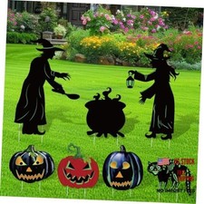 7 PCS Halloween Pumpkin Witch Yard Signs,Witch Outdoor Scary Halloween Witch