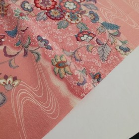 Songbird Harmony #B 15x61 LONG Vintage Japanese Kimono Silk Fabric RW95
