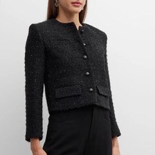 Nili Lotan Paige Metallic Tweed Jacket In Black Size 0