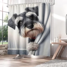 Mini Schnauzer Bathroom Wall Art Decor,Schnauzer Funny Waterproof Quick-Dryin...