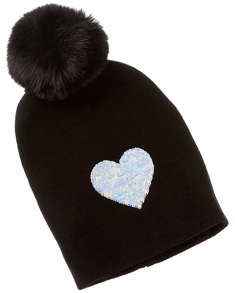 Gorro negro con apliques de lentejuelas Surell Accessories