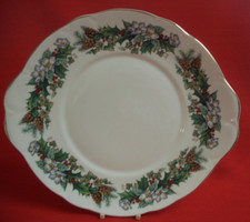 DAVID SHUTTLE ~ CHRISTMAS: HOLLY IVY PINE CONES ETC ~ 9 1/4" CAKE/SANDWICH PLATE