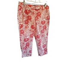 Talbots Woman The Perfect Skimmer Cropped Pant Pink Floral Spring sz 8p