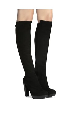 New STUART WEITZMAN Demistrong Over The Knee Black Suede Boots SZ 10 M
