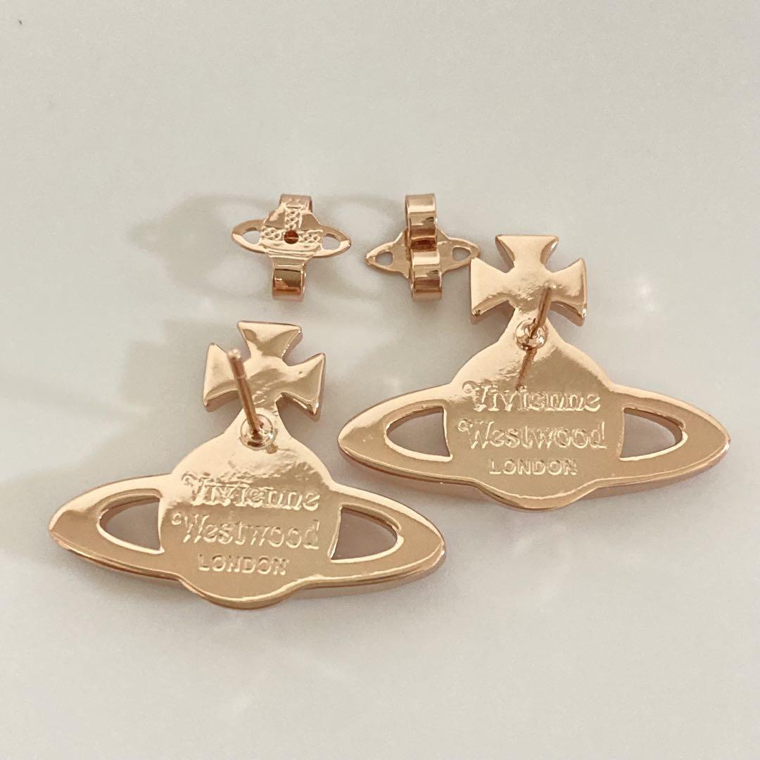 Vivienne Westwood Earrings Crystal Orb Rose Pink Gold 2.5 x 2.8cm