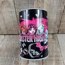 New Monster High Coin Piggy Bank Draculaura Clawdeen Metal Removable Lid 2012