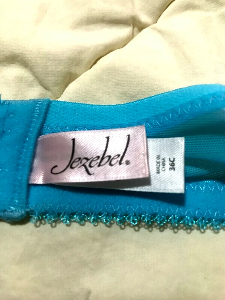 Jezebel Underwire Blue Embroidery Lace  Bra 36C/women sexy lingerie bra - Image 4 of 4