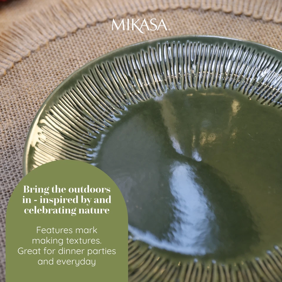 Mikasa Jardin Stoneware Dinner Plates Set Of 4 27cm Green - Image 3 of 4