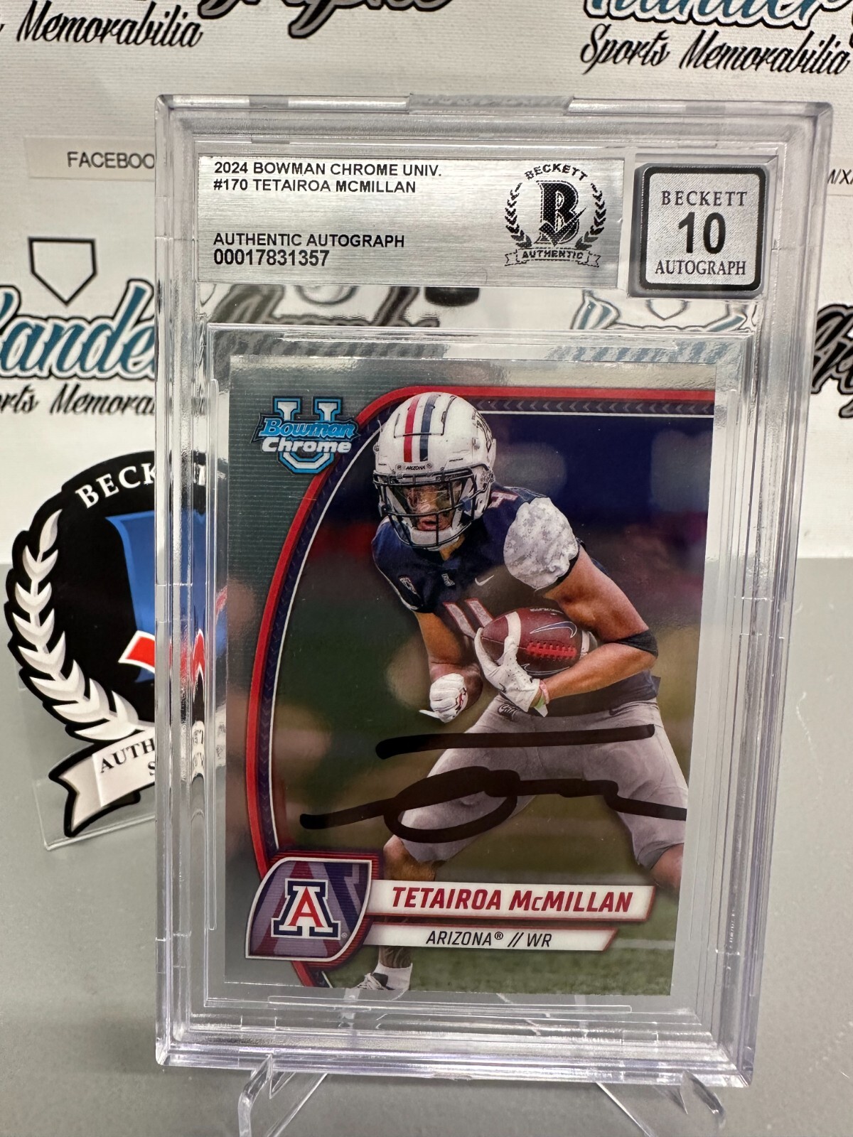 ON-CARD AUTOGRAPH Autographed Signed Arizona Wildcats TETAIROA MCMILLAN CHROME FOOTBALL ON-CARD BECKETT BGS BAS 10 