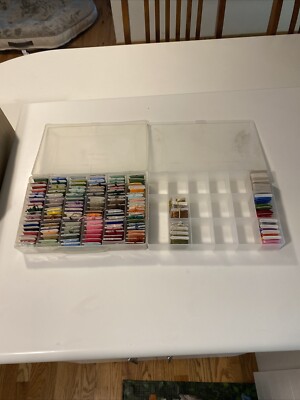 Lot Of 100+ Needlepoint Embroidery  Thread  Dmc Floss Lot With Storage Container
