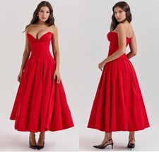 House Of CB Lady Strapless Midi Dress Red M