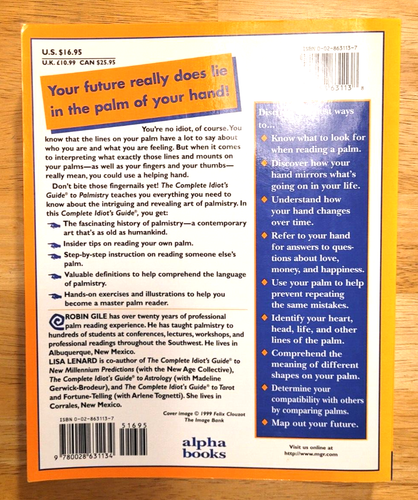The Complete Idiot's Guide to Palmistry Alpha Books Gile Lenard - Imagen 3 de 7