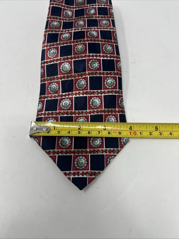 Corbata Jordache Vintage Azul Rojo Gris Cuadrados Estrecha EE. UU. 56" x 3.5" Foto 3 de 4