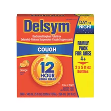 Delsym Adult 12 hour Cough Relief Medicine Orange Flavor 5 Fl Oz - PACK OF 2