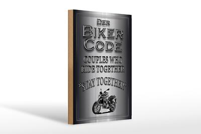 Holzschild Motorrad 20x30cm Biker Code stay ride together Deko Schild