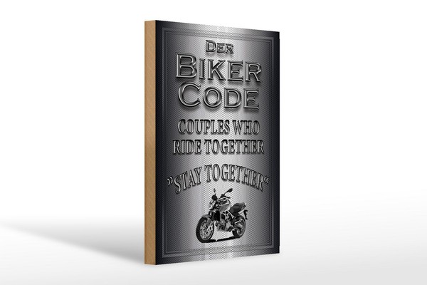 Holzschild Motorrad 20X30Cm Biker Code Stay Ride Together Deko Schild-image
