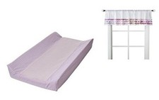 Castle Hill Pink Bonaire Changing Pad Cover  Window Valance Set, NEW