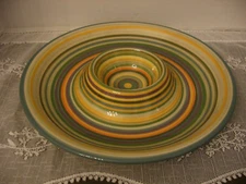 Tabletops Gallery" Aurora" Chip and Dip Serving Platter 13.5" Hand Painted