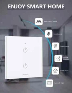 Interrupteur mural intelligent Maxcio WI-FI ALEXA GOOGLE Intégré -- 1 WAY GANG --