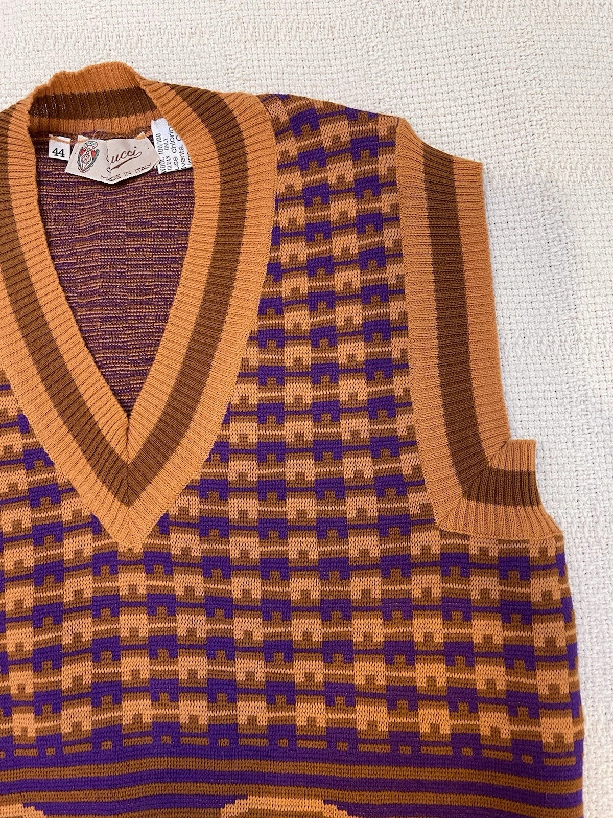 Vintage GUCCI maglione smanicato gilet golf taglia 44 GG testa di cavallo logo piccolo