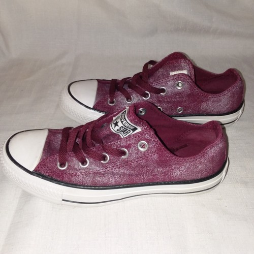 Converse Chuck Taylor All Star Shoes Ox Low Top Maroon Silver Women's Size 6 EUC - Picture 3 of 12